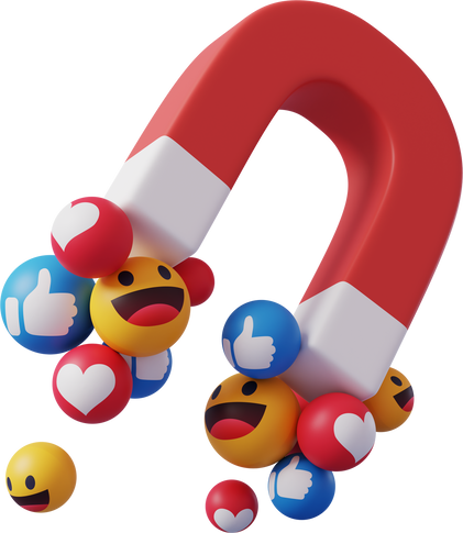 Cartoon of magnetic and like, love, social network icon,